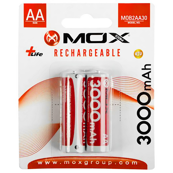 PILHA MOX RECARREGAVEL MOB2AA30 3000MAH AA C/2UNIDADES