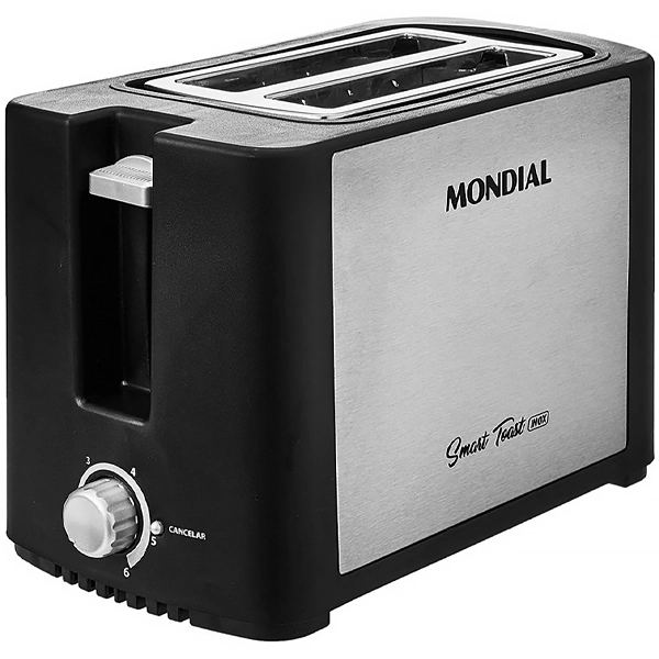 Tostadora Mondial Smart Tost Inox T-13 800 watts 6 Temperaturas 220V ~ 60Hz - Negro/Plata