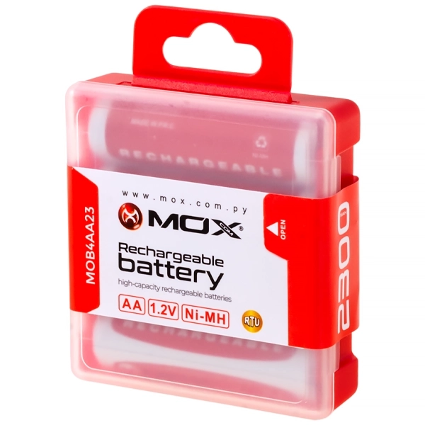 PILHA MOX RECARREGAVEL MOB4AA23 2300MAH AA C/4UNIDADES