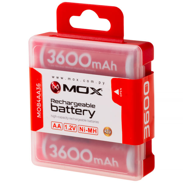 PILHA MOX RECARREGAVEL MOB4AA36 3600MAH AA C/4UNIDADES