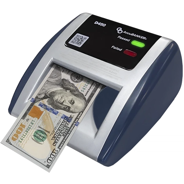 Detector de Billete Falso con Luz Ultravioleta y Sensor Magnético AccuBanker D450 100 - 240V ~ 50/60 Hz - Plata/Azul