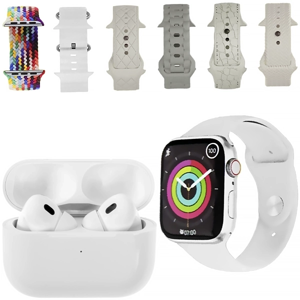 Kit Reloj K27-Combo Mini 41 mm con Bluetooth - Plata + Auricular Inalámbrico