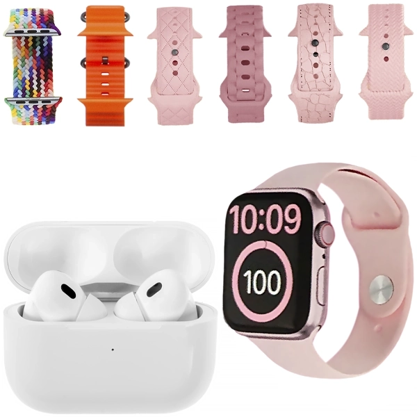 Kit Reloj K27-Combo Mini 41 mm con Bluetooth - Rosa + Auricular Inalámbrico