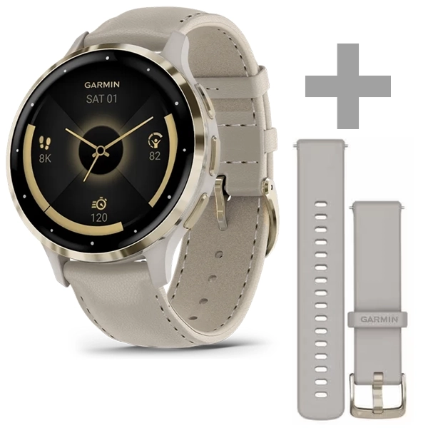 Reloj Garmin Venu 3S 010-02785 con GPS/Wi-Fi - Beige + Pulsera