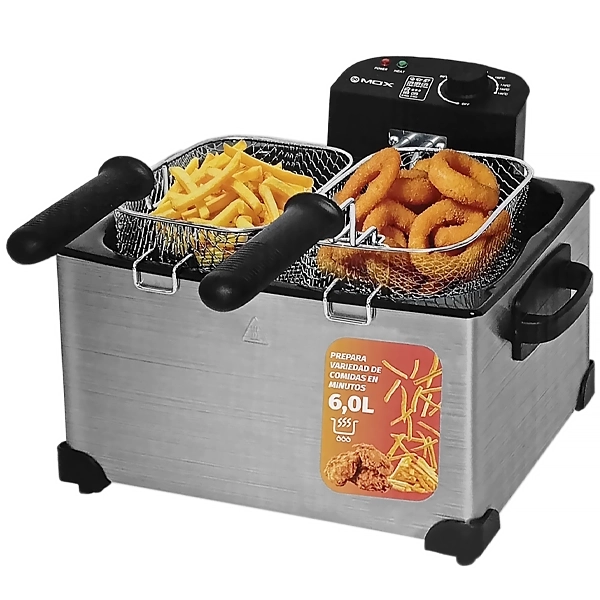 Freidora Eléctrica MOX MO-DF61 3.000 watts 6 Litros 220 - 240 V ~ 50/60 Hz - Plata/Negra