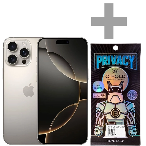 Apple iPhone 16 Pro Max A3084 eSIM 256GB/8GB RAM de 6.9" 48+48+12MP/12MP + Protector de Pantalla Privacy