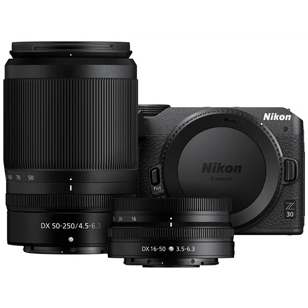 Cámara Nikon Z 30 DX 16-50 + DX 50-250 Kit 20.9MP de 3" Wi-Fi y Bluetooth - Negra