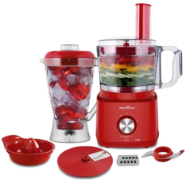 Multiprocesador Britânia All In One BMP900P Procesador + Licuadora + Exprimidor 220V ~ 50/60 Hz - Rojo