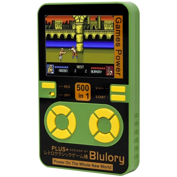 Consola Portátil Blulory Power GP02 con 500 Juegos con Cargador Portátil - Verde (Inglés Chino)