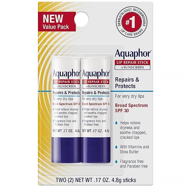 Protector Solar Labial Aquaphor Lip Repair Stick + Sunscreen SPF 30 - 2 Unidades
