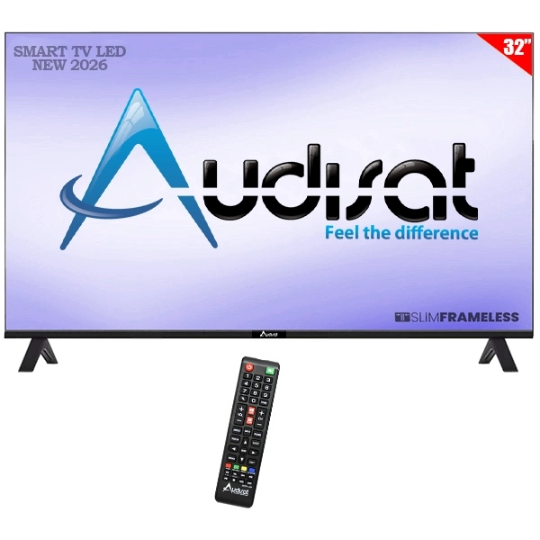 Smart TV LED 32" Audisat AD-32 (2026) HD Android TV Wi-Fi con Conversor Digital (1 Año de Garantía) + Soporte