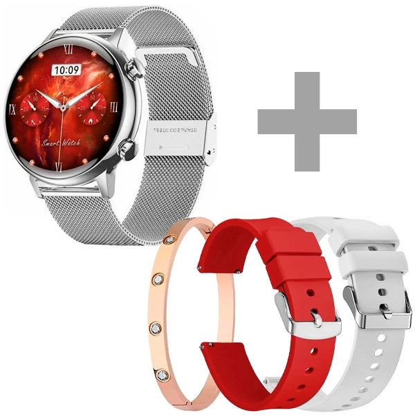 Reloj G-TiDE Romance Lady Time con Bluetooth - Plata + 2 Pulseras