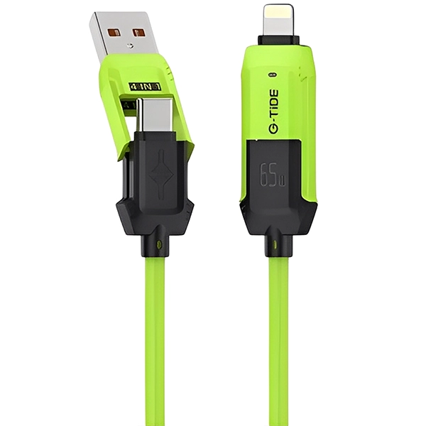 Cable 4 en 1 G-TiDE Vida Colorida PC155-3 USB-C + Lightning + USB 1.5 Metro - Verde