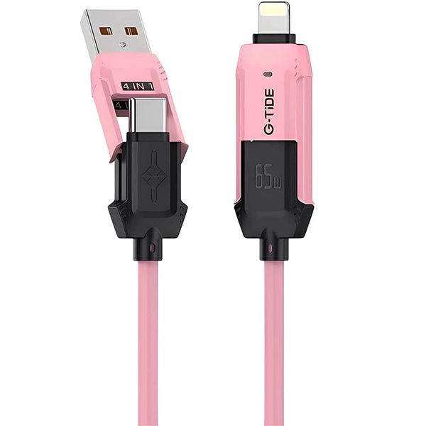 Cable 4 en 1 G-TiDE Vida Colorida PC155-3 USB-C + Lightning + USB 1.5 Metro - Rosa
