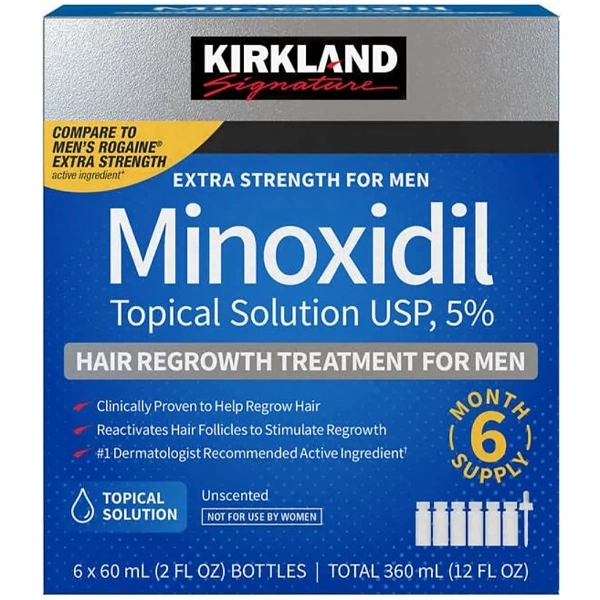 Kit Tratamiento Capilar Para Hombres Kirkland Minoxidil 60 ml - 6 Unidades (CJ Fea)