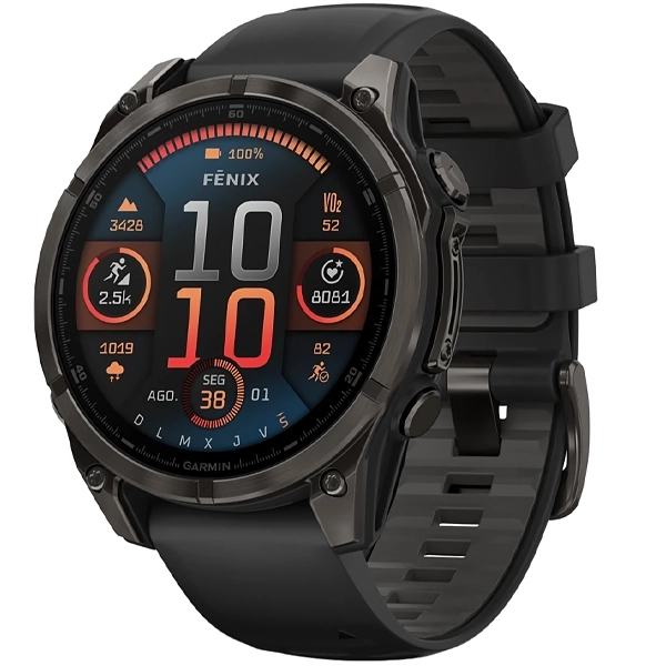 Reloj Garmin Fenix 8 AMOLED Sapphire 010-02904-21 47 mm con GPS/Wi-Fi - Negro/Gris