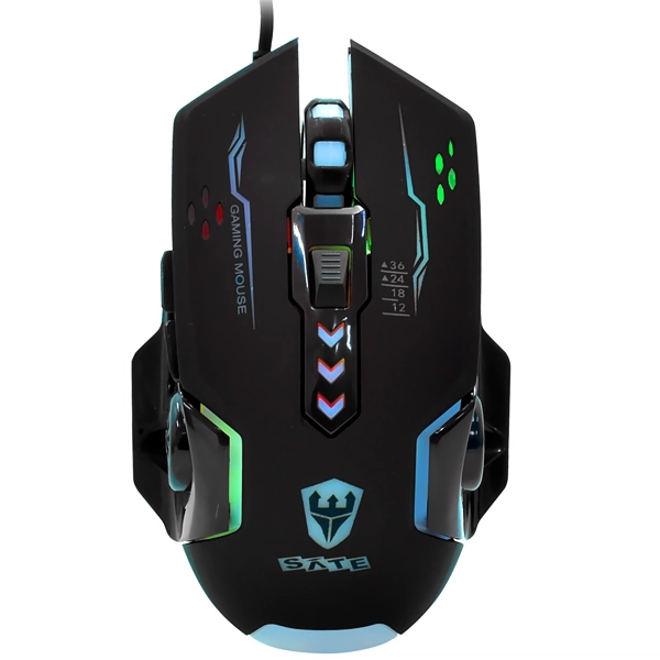 Mouse Gaming Satellite A-562 USB hasta 3.600 DPI con LED - Negro