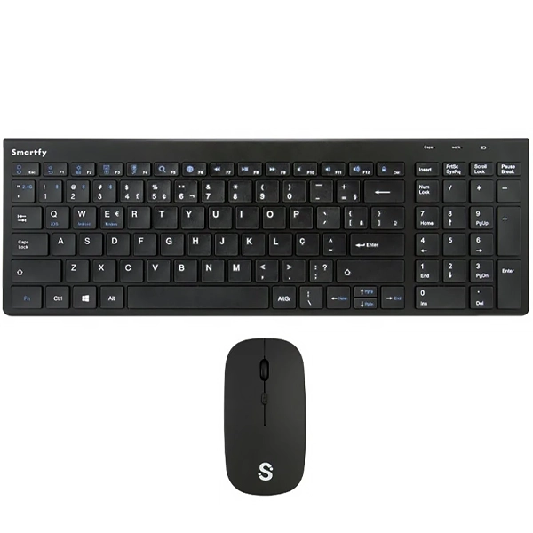 Kit Teclado Inalámbrico Smartfy TW01B Portugués + Mouse - Negro