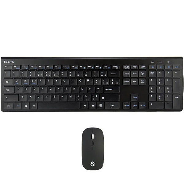 Kit Teclado Inalámbrico Smartfy TW02B Portugués + Mouse - Negro