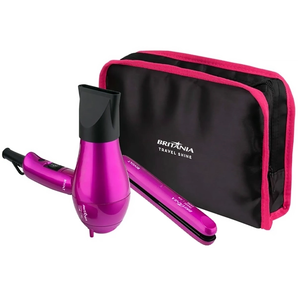 Kit Secador de Cabello Britânia Kit Travel Shine Bivolt + Planchita