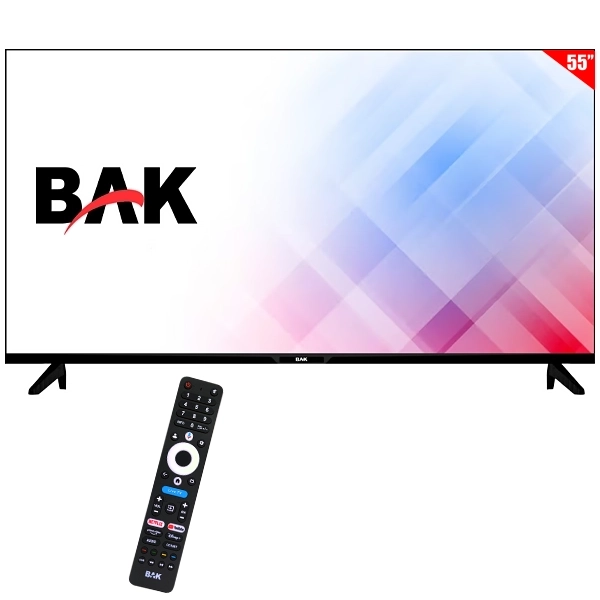 Smart TV LED 55" BAK BK-55G 4K Ultra HD Google TV Wi-Fi con Conversor Digital