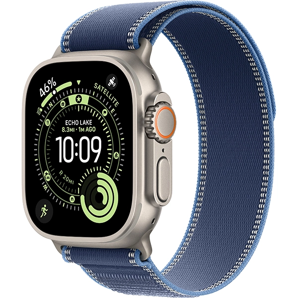 Apple Watch Ultra 3 49 mm/S/M MEWR4BE A3281 GPS + Celular - Natural Titanium/Blue/Bright Blue Trail Loop (Anatel)
