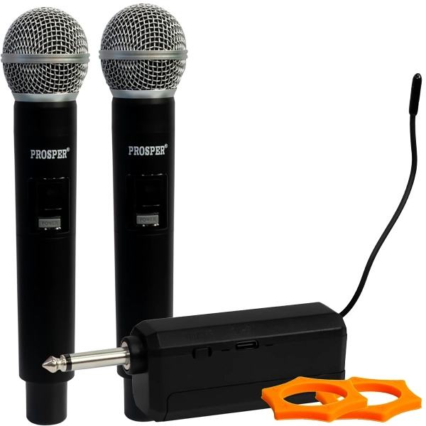 Micrófono Inalámbrico Prosper P-6192 con 2 Micrófonos - Negro