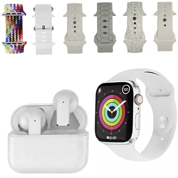 Kit Reloj K11-Combo Mini con Bluetooth - Plata + Auricular Inalámbrico