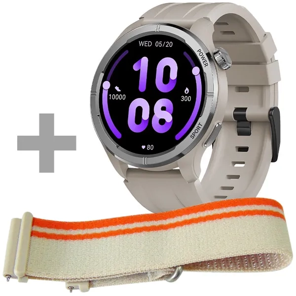 Reloj Haylou Solar Neo HF008 con Bluetooth - Plata/Beige + Pulsera (Anatel)