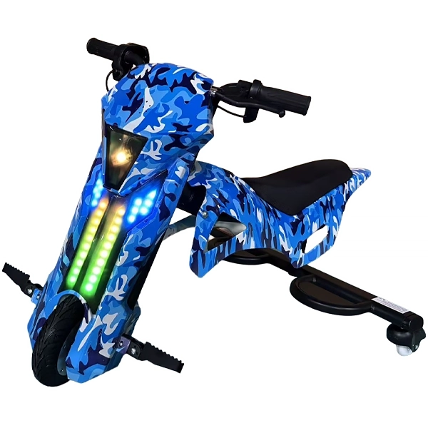 Triciclo Eléctrico Audisat Moto 8" Bluetooth/Speaker - Camouflaged Blue (1 Mes de Garantía)