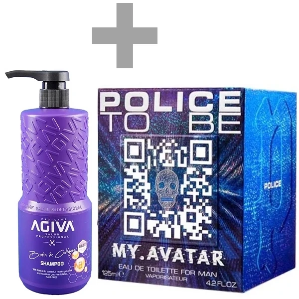 Kit Perfume Masculino POLICE To Be My.Avatar for Man EDT 125 ml + Shampoo Agiva
