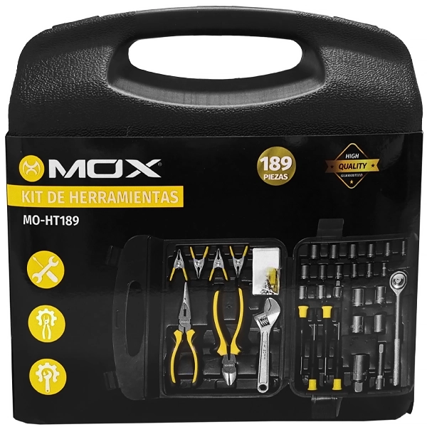 Kit de Herramientas MOX MO-HT189 con 189 Piezas - Negro/Amarillo