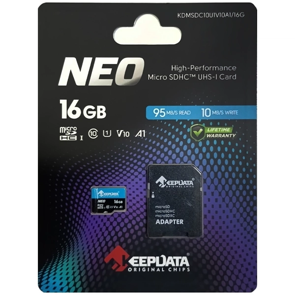 Cartão de Memória Micro SD de 16GB Keepdata Neo KDMSDC10U1V10A1/16G - Azul/Preto