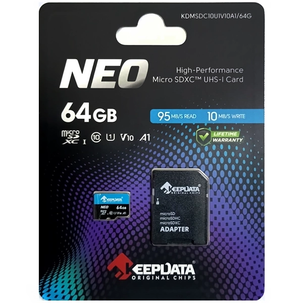 Cartão de Memória Micro SD de 64GB Keepdata Neo KDMSDC10U1V10A1/64G - Azul/Preto