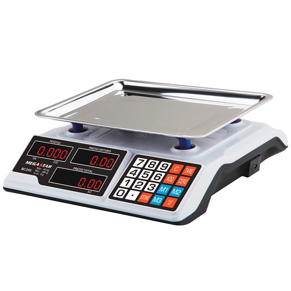 Balança Digital Comercial Megastar BC205 para até 40 kg Bivolt - Branca/Preta