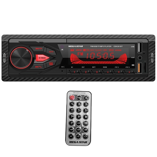 Toca Rádio MegaStar CDX261BT 4 de 65 watts com Bluetooth/USB - Preto