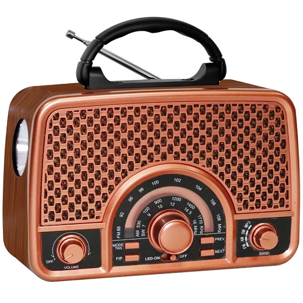 Rádio Portátil MegaStar RX2154BTG 600 watts com Bluetooth Bivolt - Marrom/Rosa