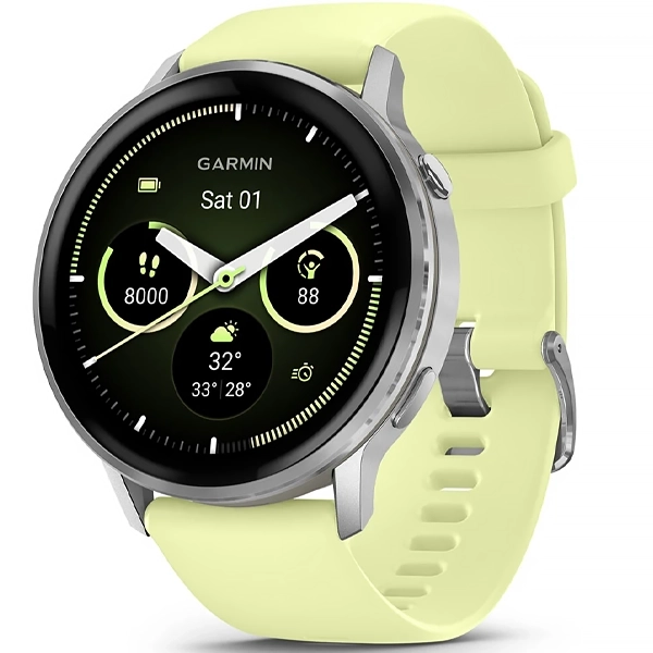 Reloj Garmin Venu 4 010-03014-02 45mm con GPS/Wi-Fi - Plata/Verde Claro (Anatel)