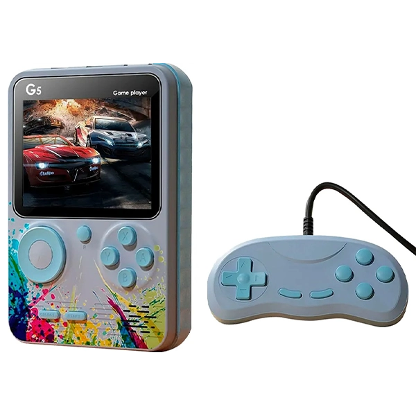 Console Portátil Game Box G5 de 3" com 500 Jogos - Cinza/Azul + Controle (Inglês/Chinês)