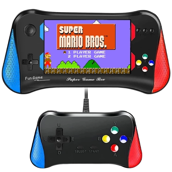 Console Portátil Game Box X7M WOW de 3.5" com 500 Jogos - Vermelho/Azul + Controle (Inglês/Chinês)