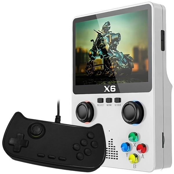 Consola Portátil X6 32GB de 3" con 10.000 Juegos - Blanco + Control