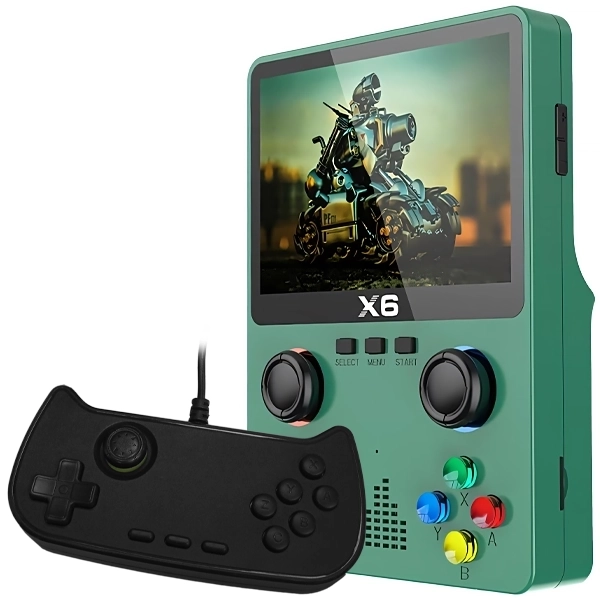 Console Portátil X6 32GB de 3" com 10.000 Jogos - Verde + Controle