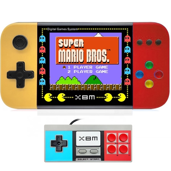 Console Portátil Game Box X8M de 3.5" com 500 Jogos + Controle - Amarelo/Vermelho(Inglês/Chinês/Espanhol)