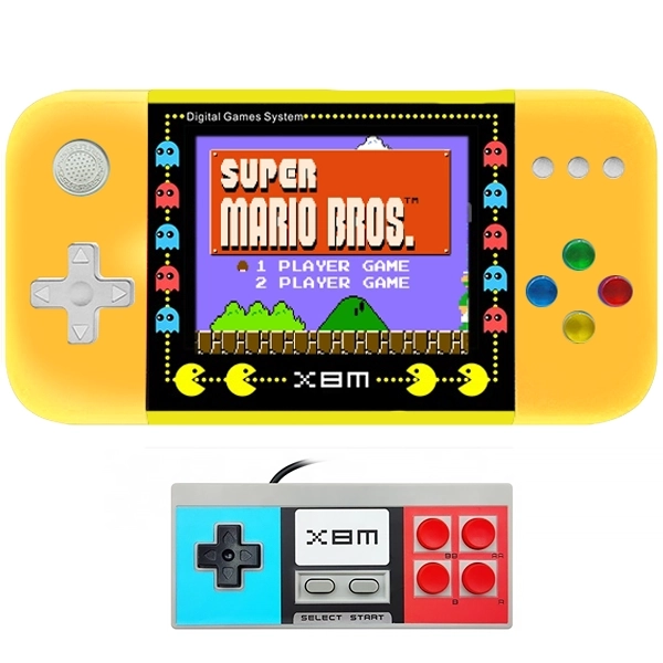 Console Portátil Game Box X8M de 3.5" com 500 Jogos + Controle - Amarelo (Inglês/Chinês/Espanhol)