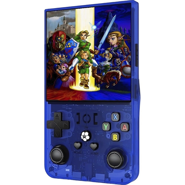 Consola Portátil R36 Max 128GB de 4" con 40.000 Juegos - Azul Transparente