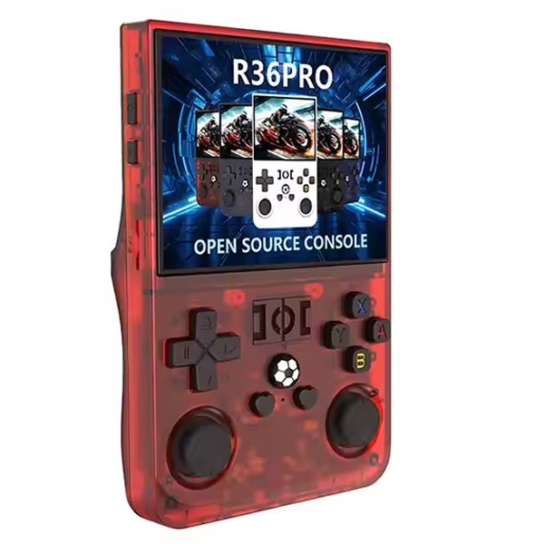 GAME BOX R36 PRO 3.5" 128GB 40000JOGOS VERMELHO TRANSPARENTE