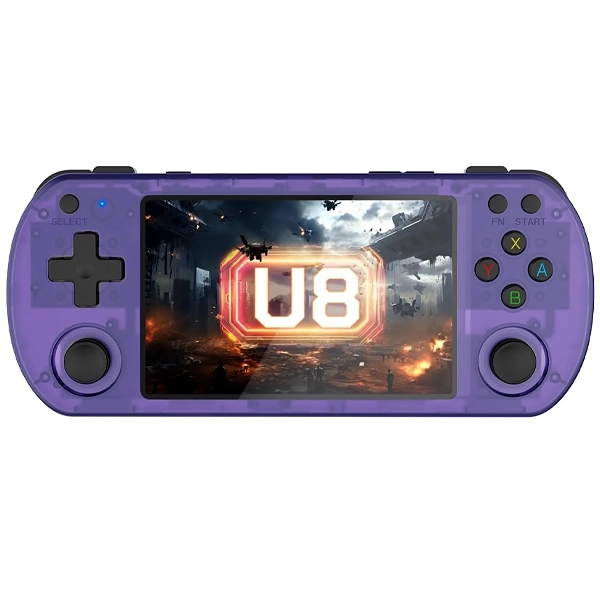 Consola Portátil U8 128GB de 4" con 22.000 Juegos - Morado/Transparente