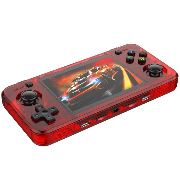 Console Portátil R36H 128GB de 3.5" com 23.000 Jogos - Vermelho Transparente