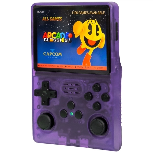 Console Portátil R40S PRO 256GB de 3.5" com 30.000 Jogos - Roxo Transparente