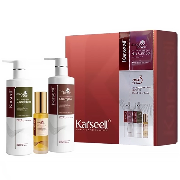 Kit Shampoo Karseell Maca Essence Moisturizing 500 ml + Acondicionador 500 ml + Aceite Capilar 50 ml